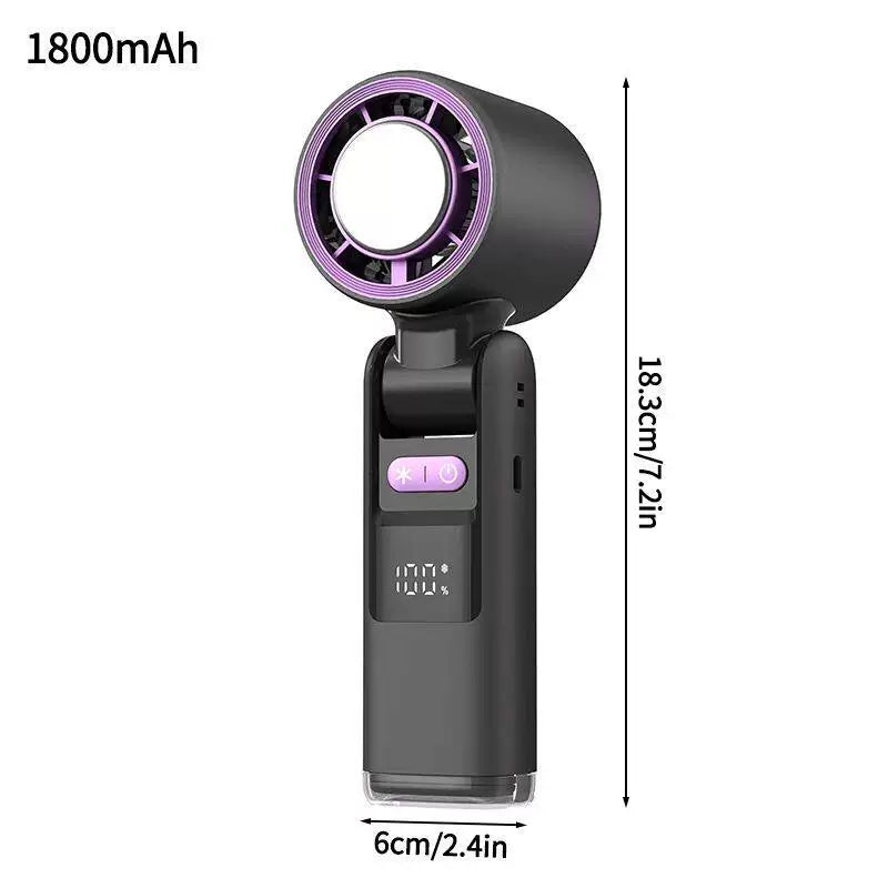 Unisex one size rechargeable portable bladeless-style mini fan with foldable head LED status indicator and high-capacity battery Bowlift