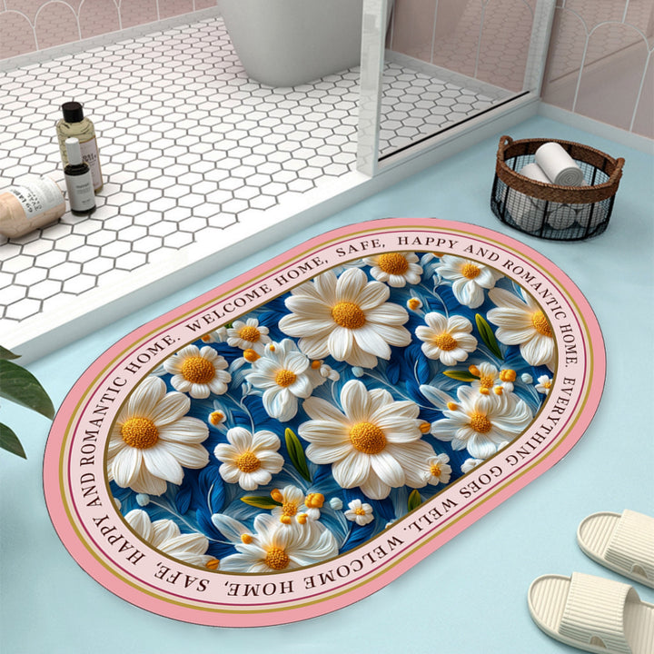 Floral Design Bath Mat Bowlift