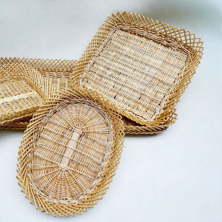Women's rectangular basket made of woven natural material Bowlift