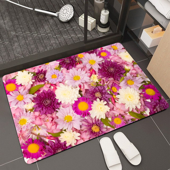 Floral Design Memory Foam Bath Mat Bowlift