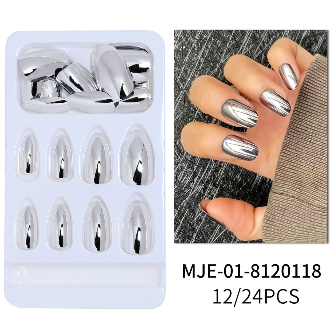Metallic Glossy Press-On Nail Set Bowlift