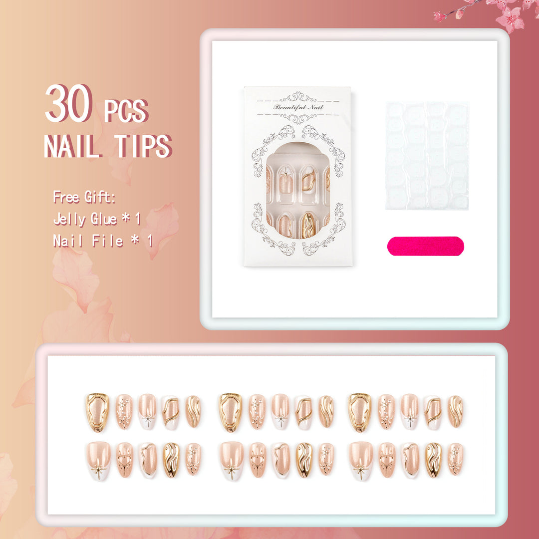 Artistic 3D Nail Tips with Glitter and Bead Decoration Bowlift