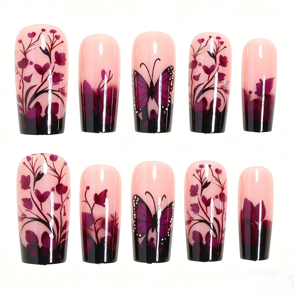 Elegant Butterfly Floral Nail Art Tips Bowlift