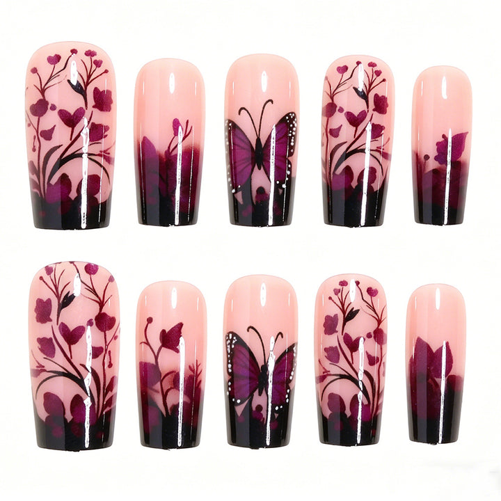 Elegant Butterfly Floral Nail Art Tips Bowlift