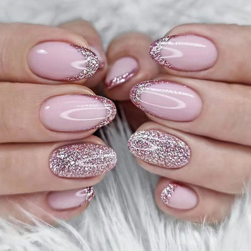 Glittery French Tip Nail Extensions Bowlift