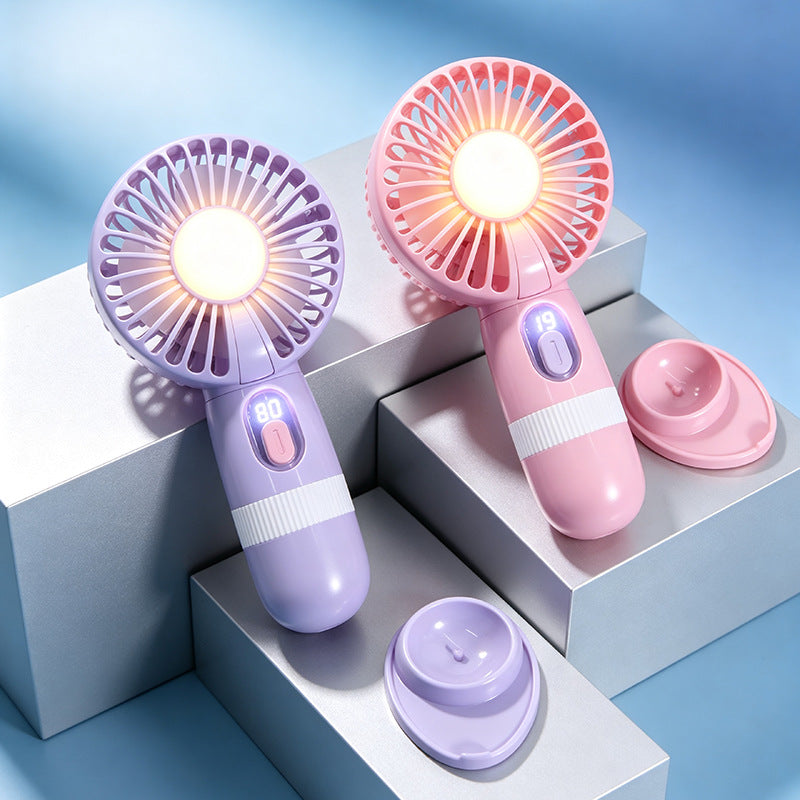 Women's portable mini fan with built-in LED light Bowlift
