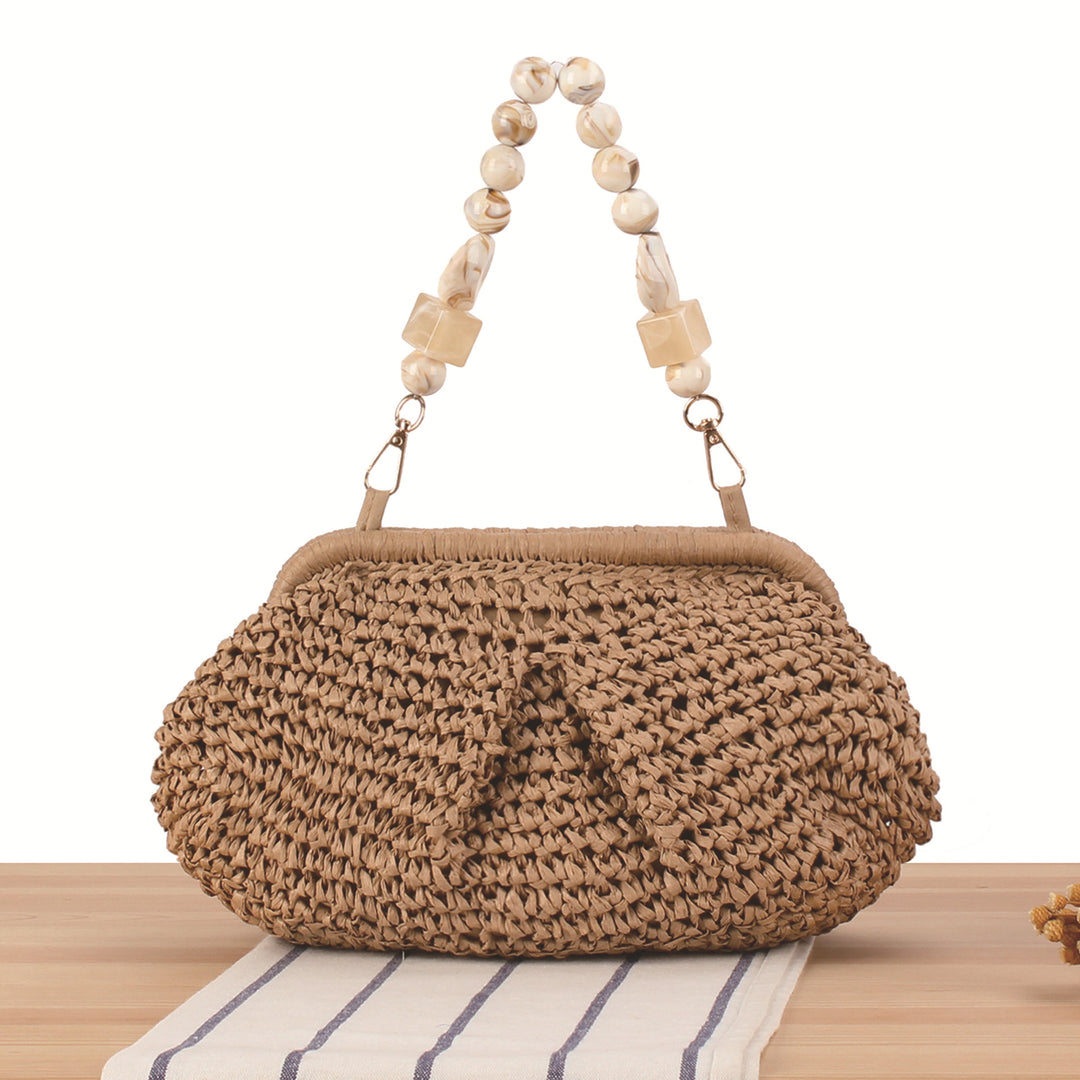 Basket bag with elegant wooden bead embellishments Bowlift