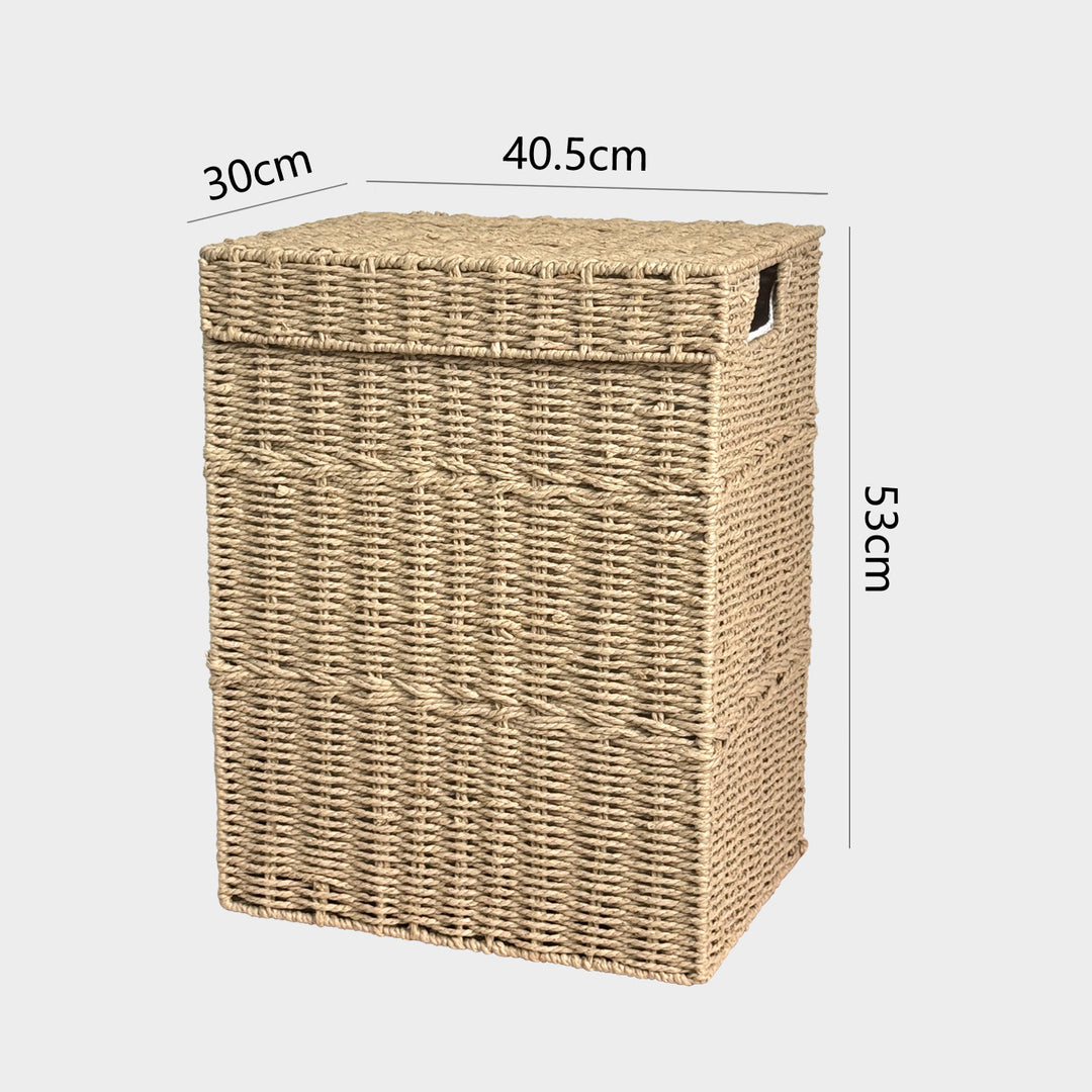 High-quality laundry basket with lid and natural weave Bowlift