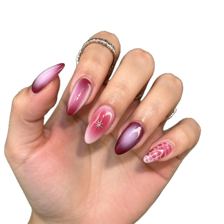 Elegant Press-On Nail Set with Ombre Design Bowlift