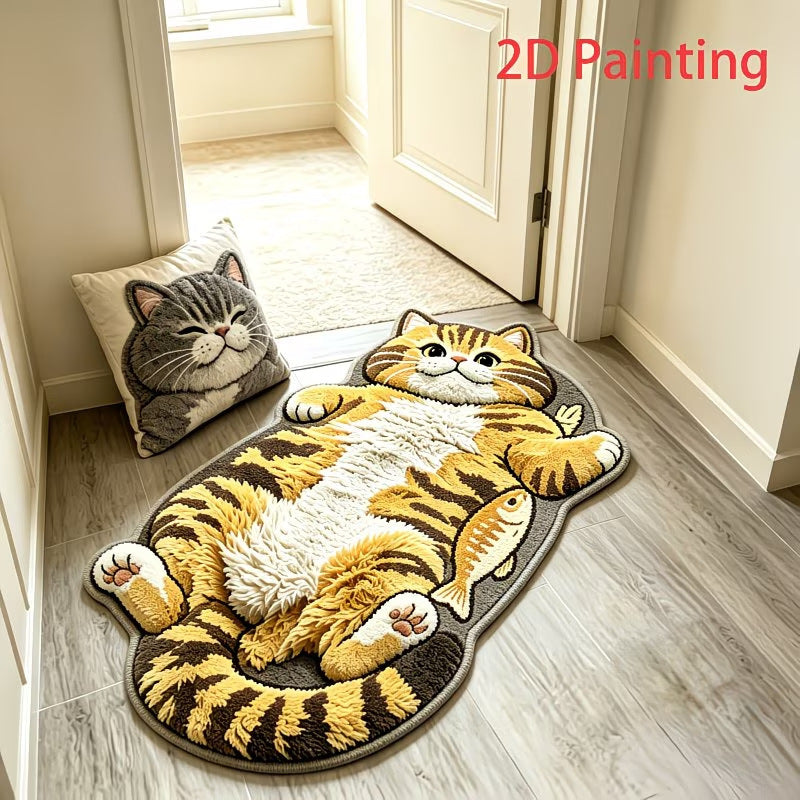 Plush Cat-Shaped Floor Mat