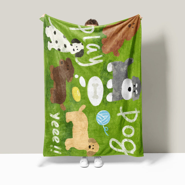 Playful Dog-Themed Fleece Blanket