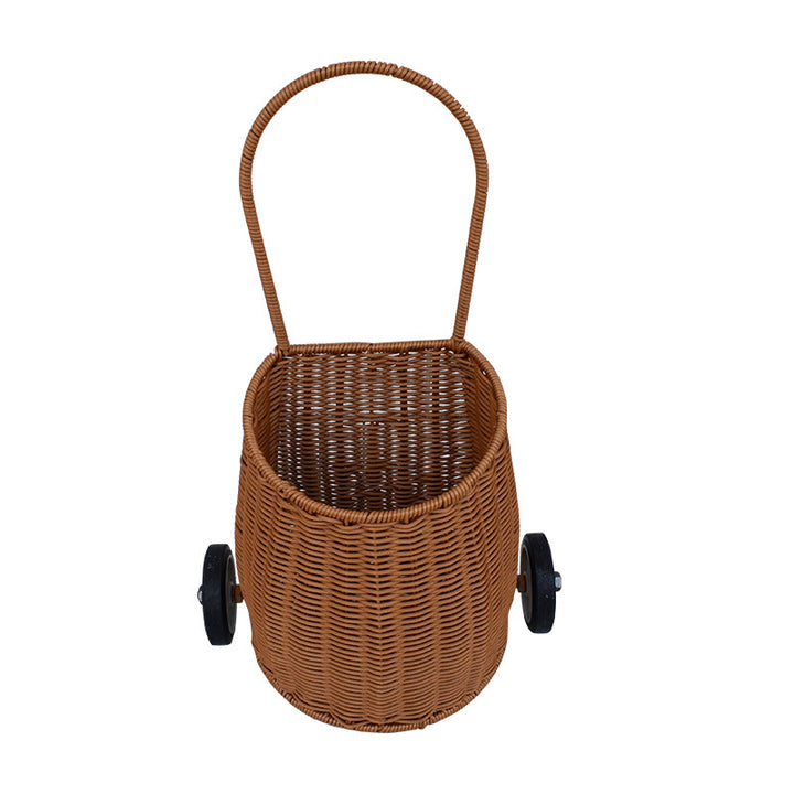 Decorative Woven Rolling Storage Basket Bowlift