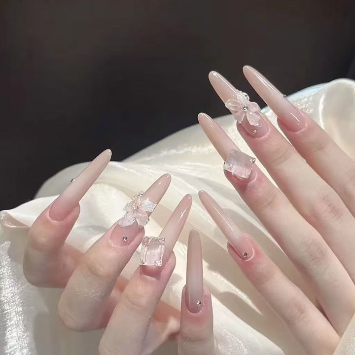 Artistic Press-On Nail Set Bowlift