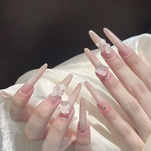 Glamorous Crystal-Studded Stiletto Press-On Nails Bowlift