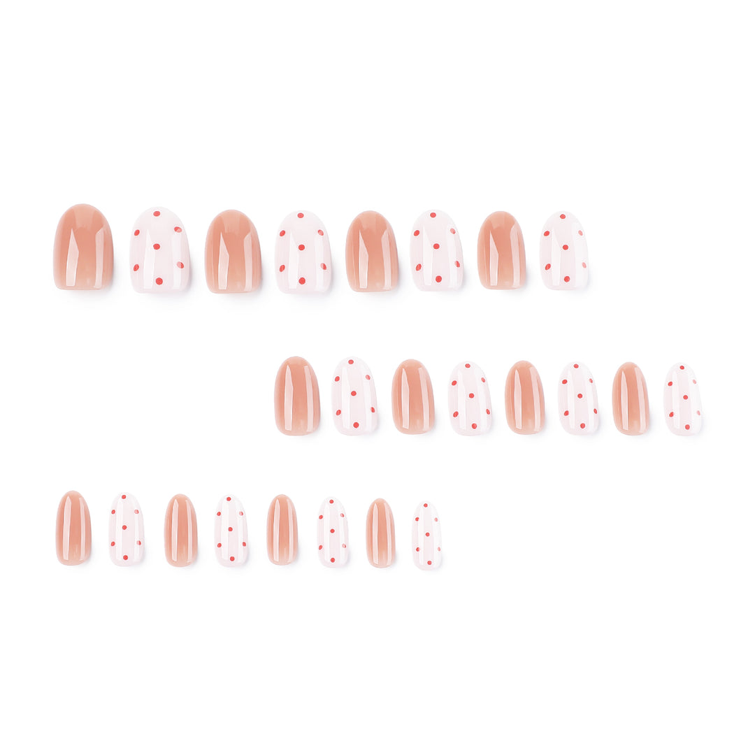 Artistic Nail Art with Delicate Dots and Gradient Bowlift