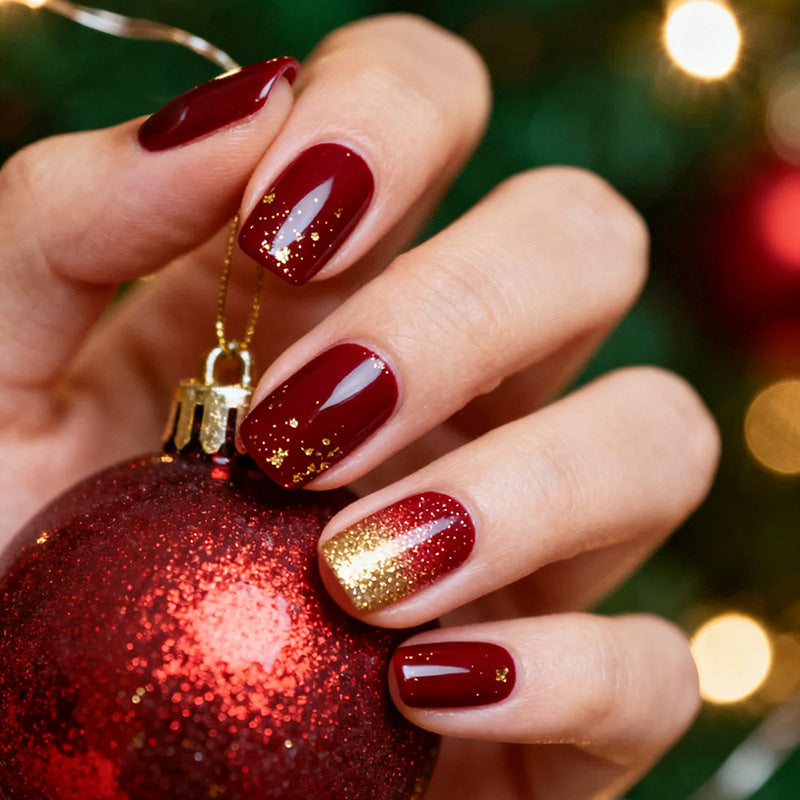 Acrylic nail set with sparkling accents and festive design Bowlift