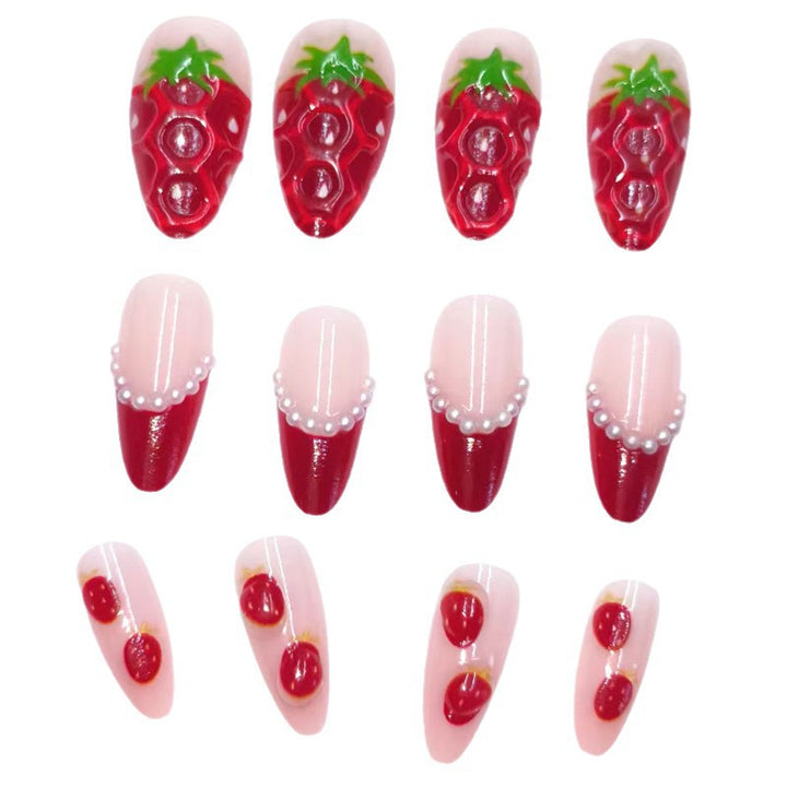 Artistic Nail Tips with Strawberry Design Bowlift