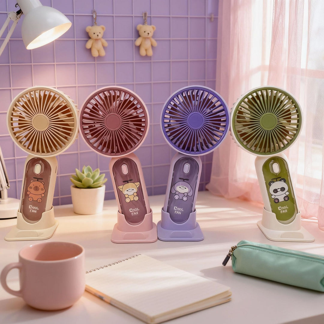 Women's Portable Hand Fan with Flexible Tilt Function and USB Charger Bowlift