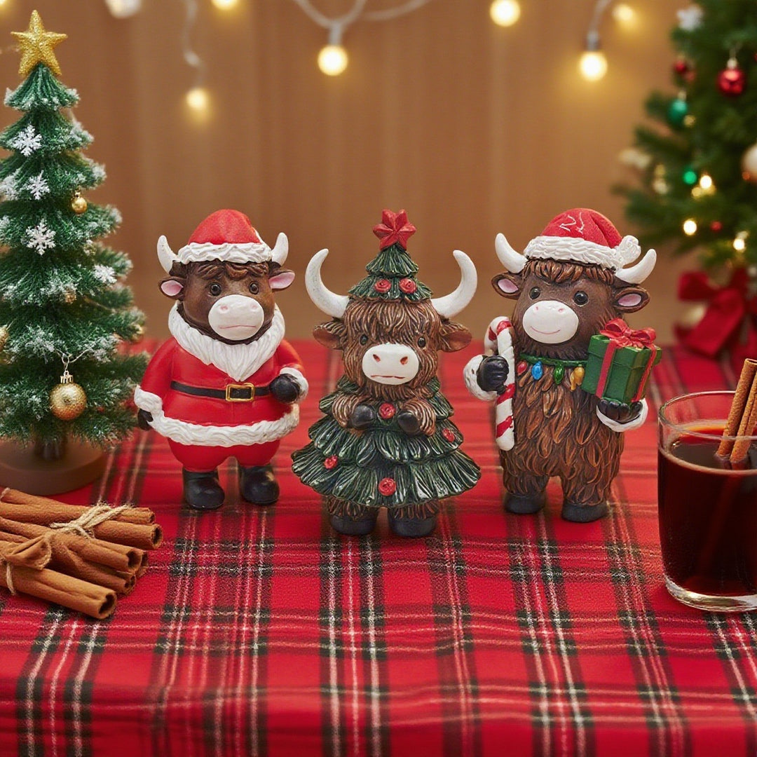 Christmas decoration figure in Highlands cattle design Bowlift