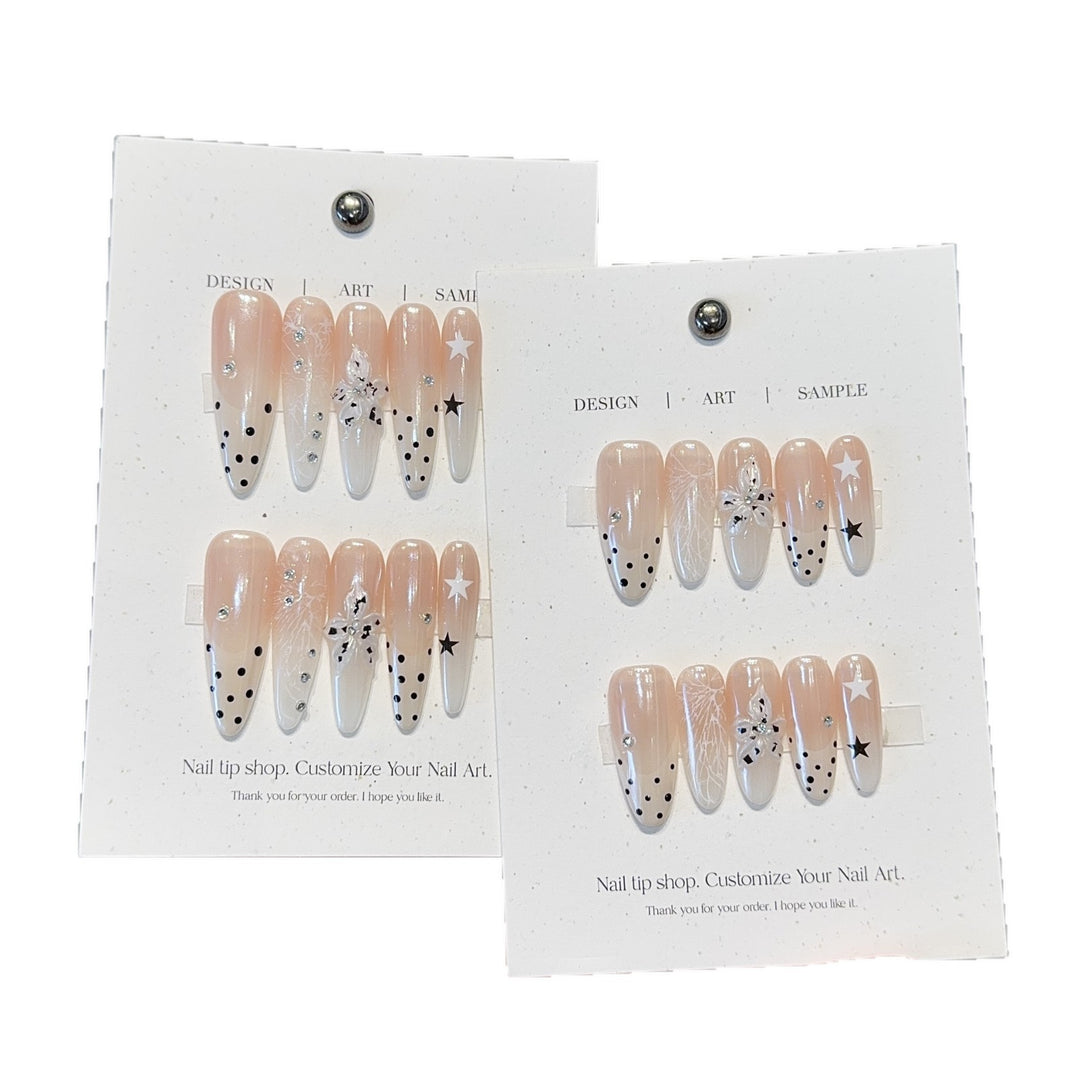 Acrylic Nails Set with Creative Designs and Shimmering Accents Bowlift