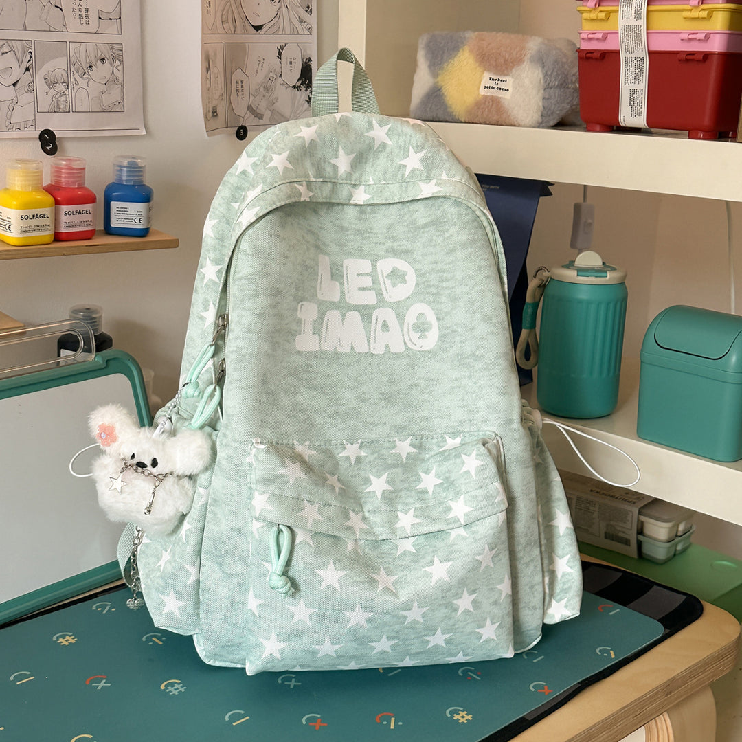 Fun Embroidered Star Print Backpack