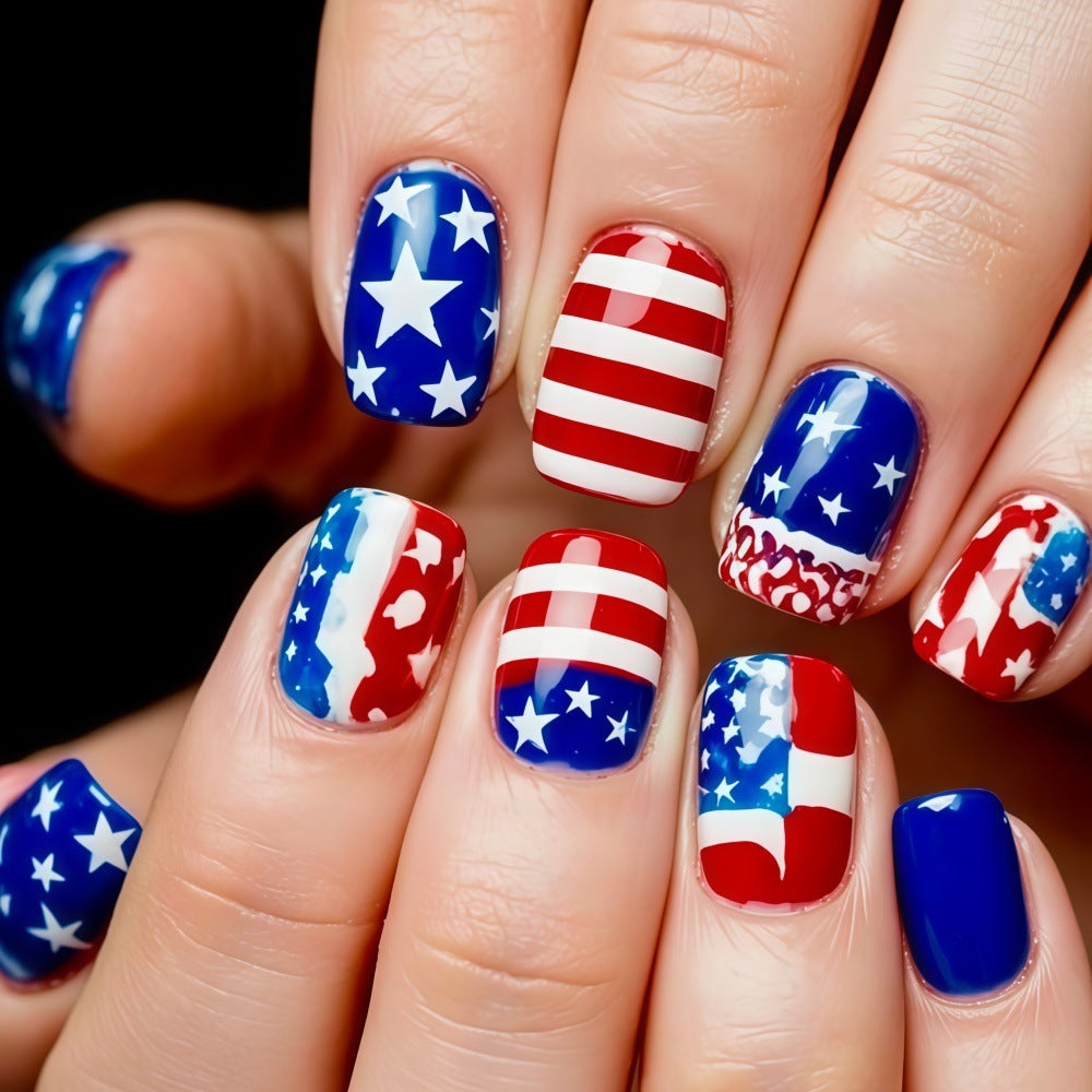 Creative artistic nails in patriotic design Bowlift