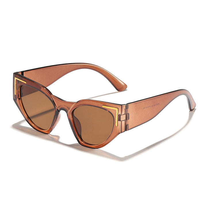 Women's Creative Cat-Eye Sunglasses with Transparent Frame and Brown Lenses Bowlift