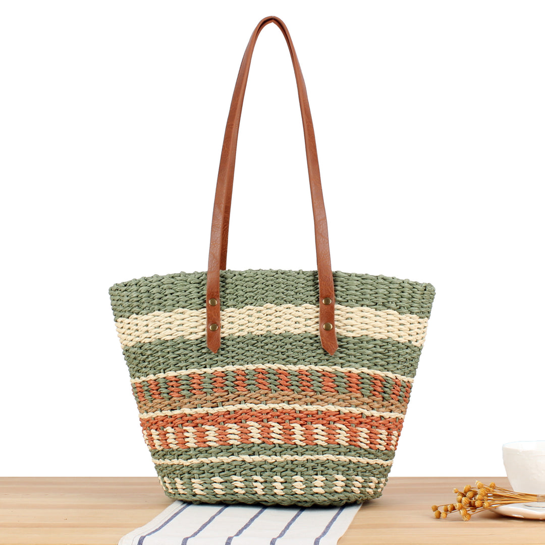 Braided shopping bag with high-quality leather handles Bowlift