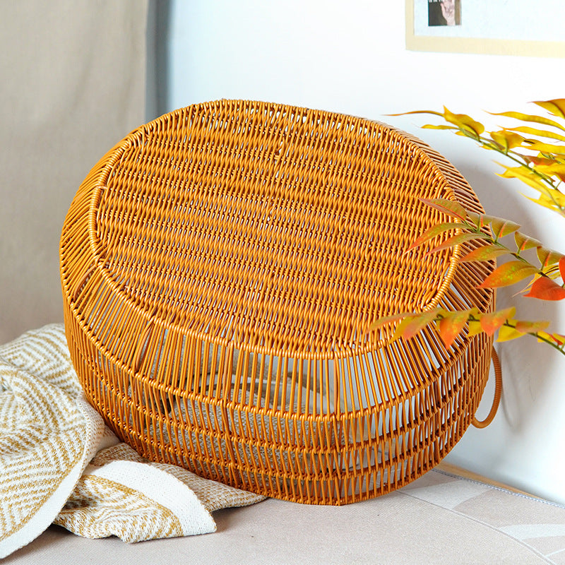 Women Braided Storage Basket with Practical Handles Bowlift