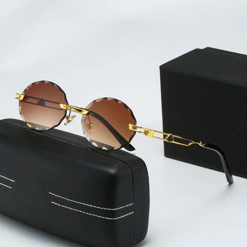 Ladies round sunglasses with unique wave design and high-quality metal frame Bowlift