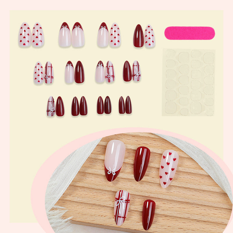 Heart-Themed Press-On Nail Set Bowlift
