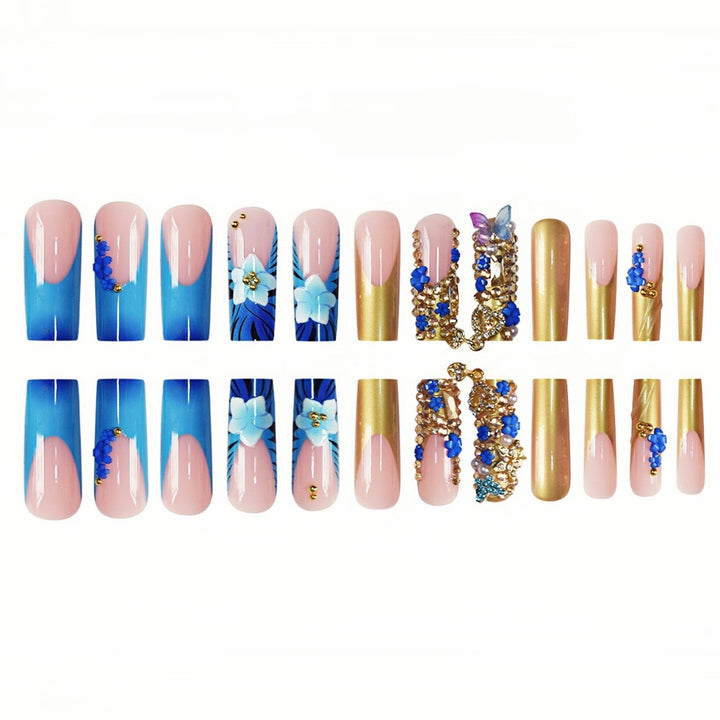 Artistic Floral Embellished Press-On Nail Extensions Bowlift