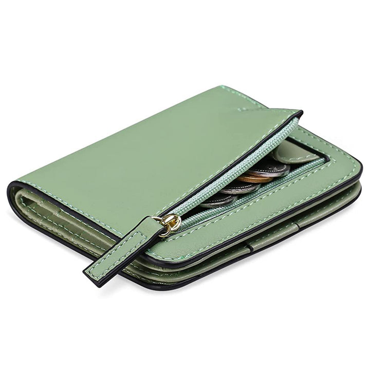 Compact Saffiano Card and Coin Wallet with Zipper Pocket Bowlift
