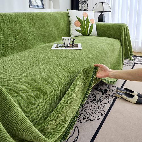 Textured Herringbone Pattern Sofa Throw Blanket