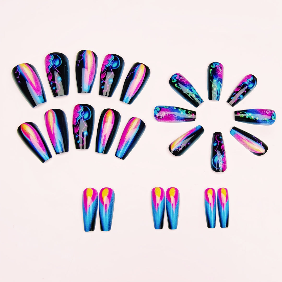 Creative artificial nails with neon accents Bowlift