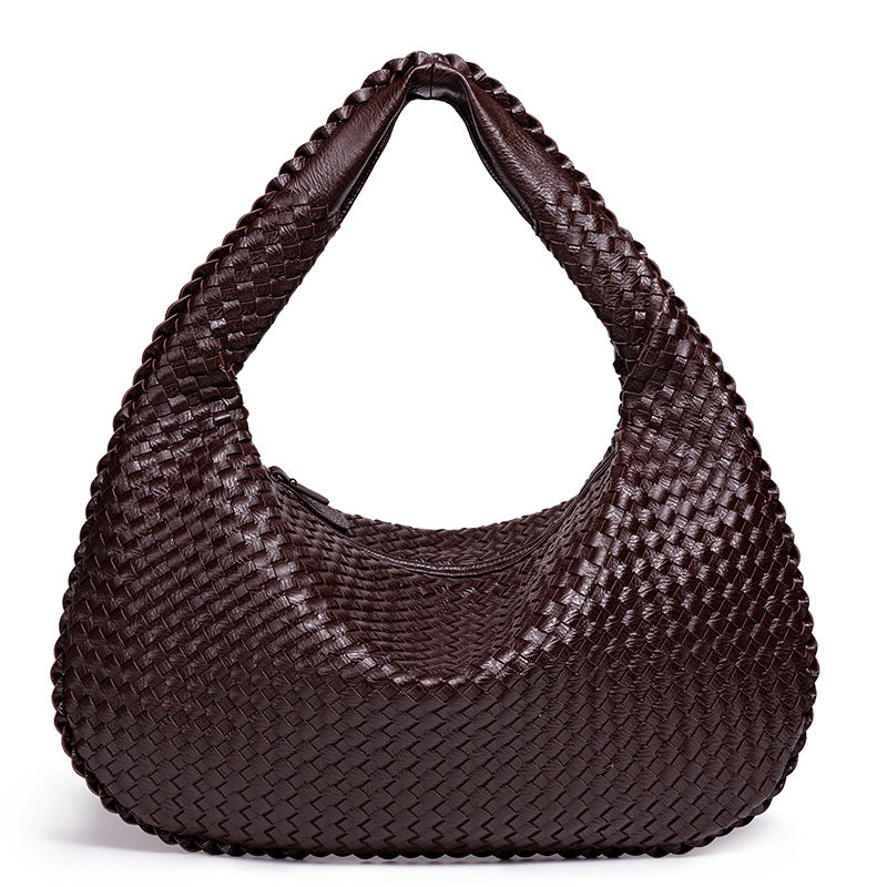 Woven Leather Shoulder Bag Bowlift