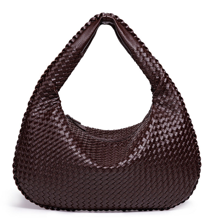 Woven Leather Shoulder Bag Bowlift