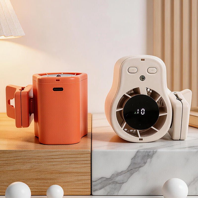 Women's Portable Clip Fan with LED Temperature Display Bowlift