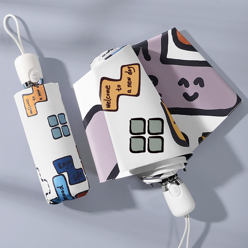 Women's Foldable Umbrella with Unique Graphic Design Bowlift