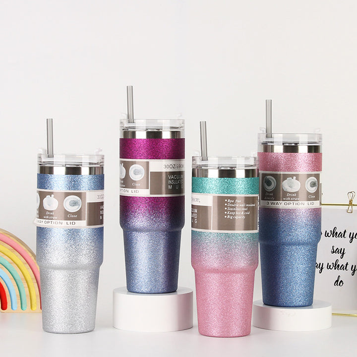 Women's drinking cup with vacuum insulation and practical lid Bowlift