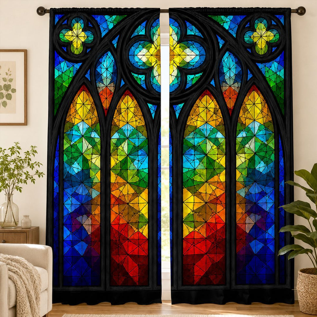 Stained Glass Inspired Decorative Window Curtains