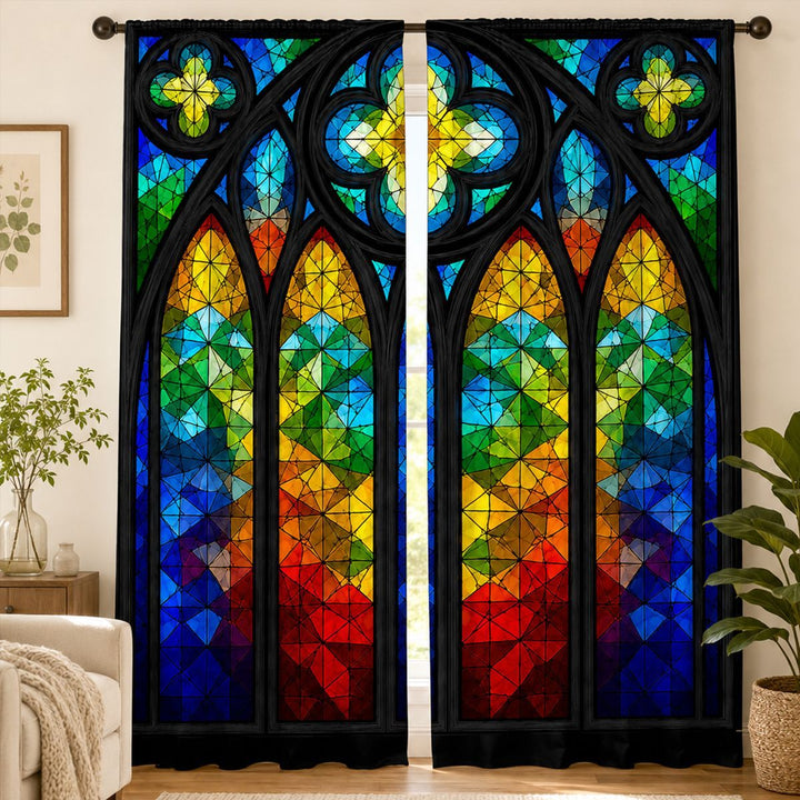 Stained Glass Inspired Decorative Window Curtains