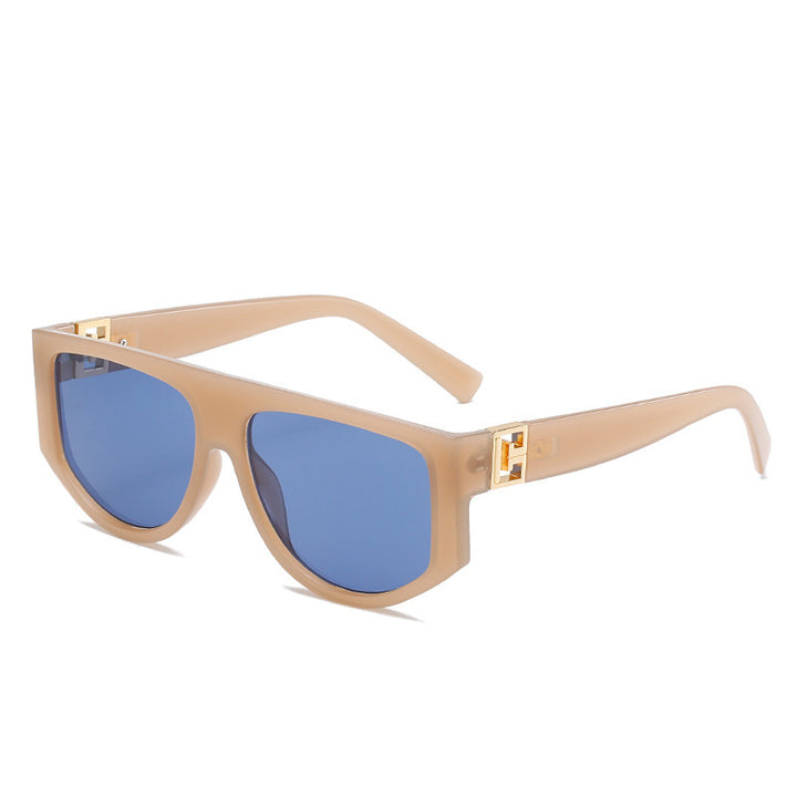 Oversized Shield Sunglasses with Metallic Accents Bowlift