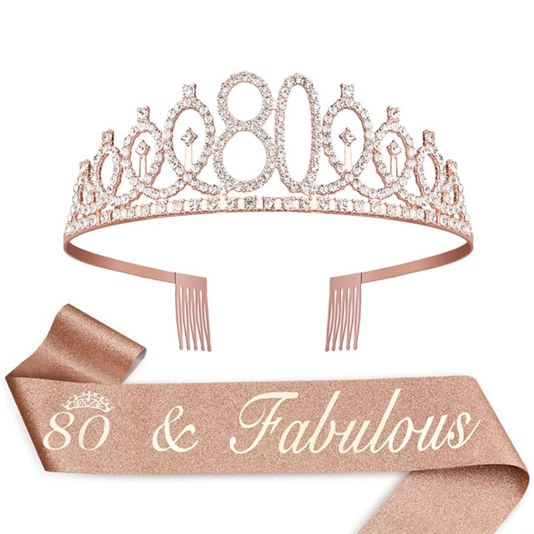 Ladies Crystal Princess Crown with 30 & Fabulous lettering Bowlift