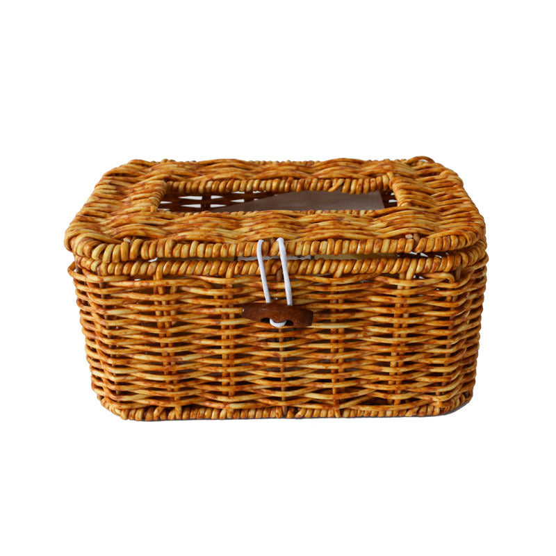 Handcrafted Woven Storage Organizer with Lid Bowlift
