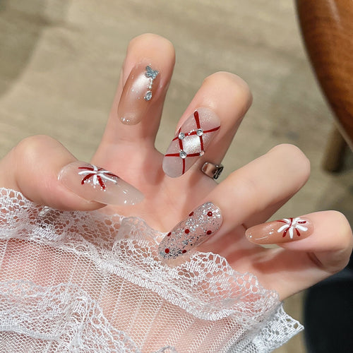 Festive Decorative Press-On Nail Art Bowlift