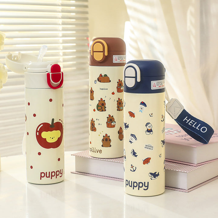 Ladies Insulated Water Bottle with Cheerful Apple Design Bowlift
