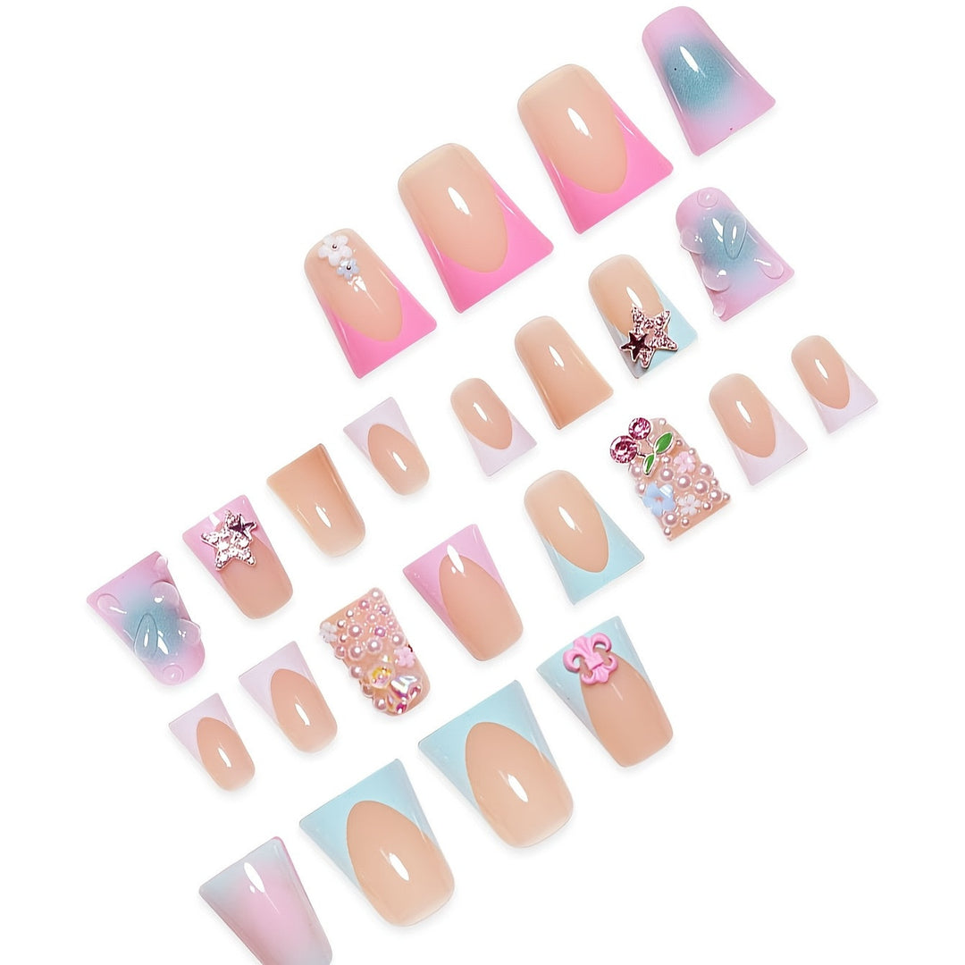 Decorative Artistic Press-On Nail Set Bowlift