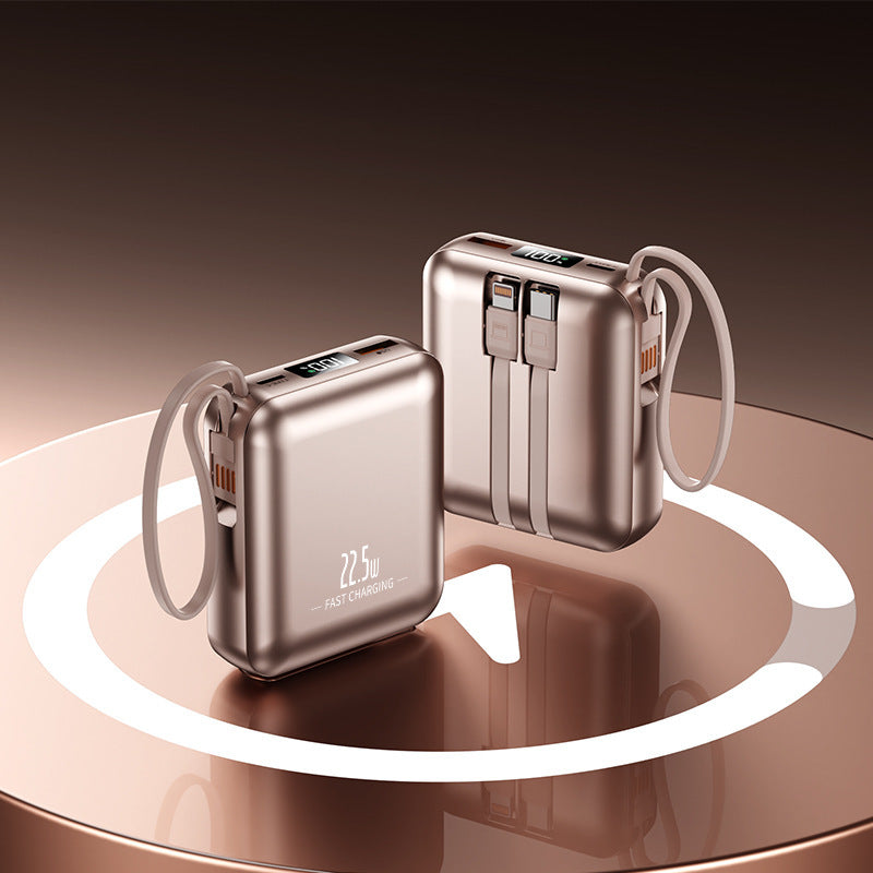 Portable power bank with fast charging function and integrated cable system Bowlift