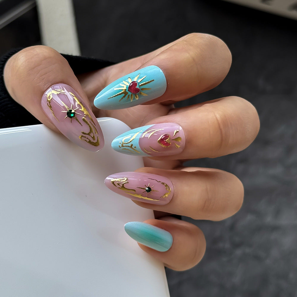 Artistic Floral Embellished Press-On Nail Set Bowlift